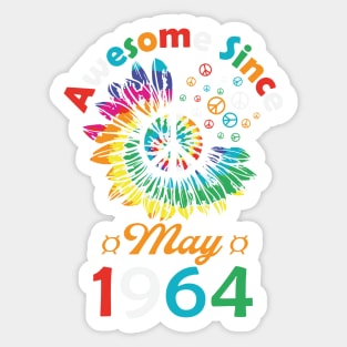 Funny Birthday Quote, Awesome Since May 1964, Retro Birthday Sticker